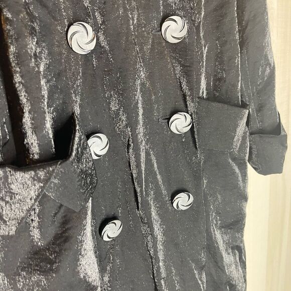 TULLE black double breasted long sleeve shimmering coat yellow lining, medium - Picture 2 of 15